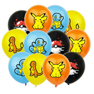 Three Pokemonpikachu Pokemon Birthday Party Balloons 12pcs 12inch Latex  Decorations