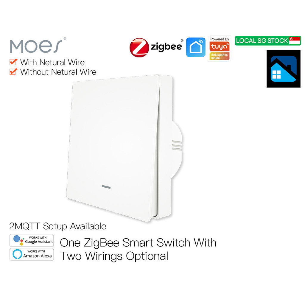 MOES Wall Touch Smart Light Switch, ZigBee, 1/2/3 Gang,TUYA, Neutral ...