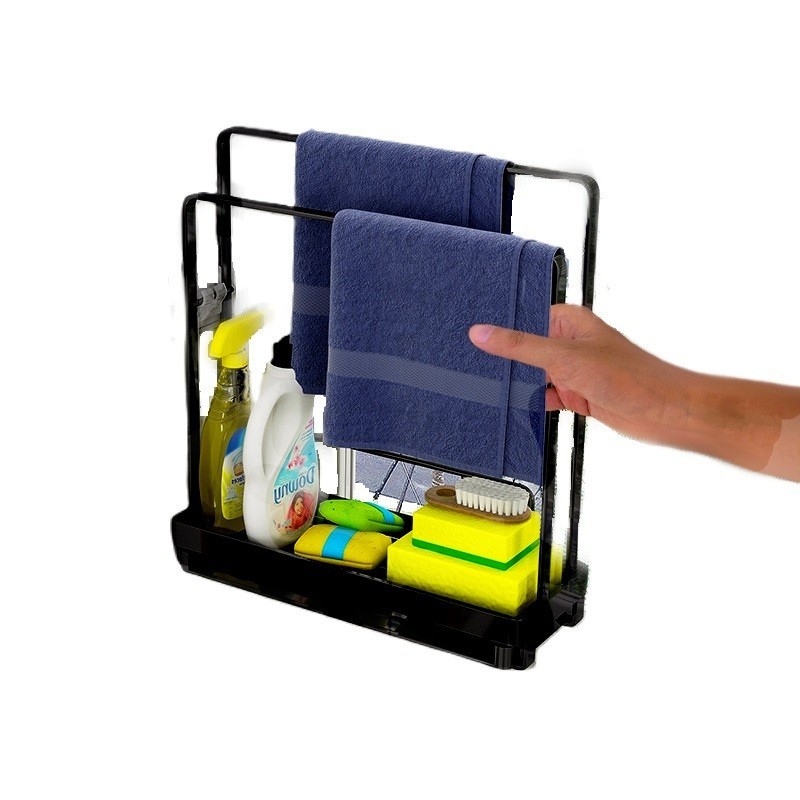 Kitchen Dishcloth Holder Towel Rag Hanger Sink Sponge Brush Drain Rack ...