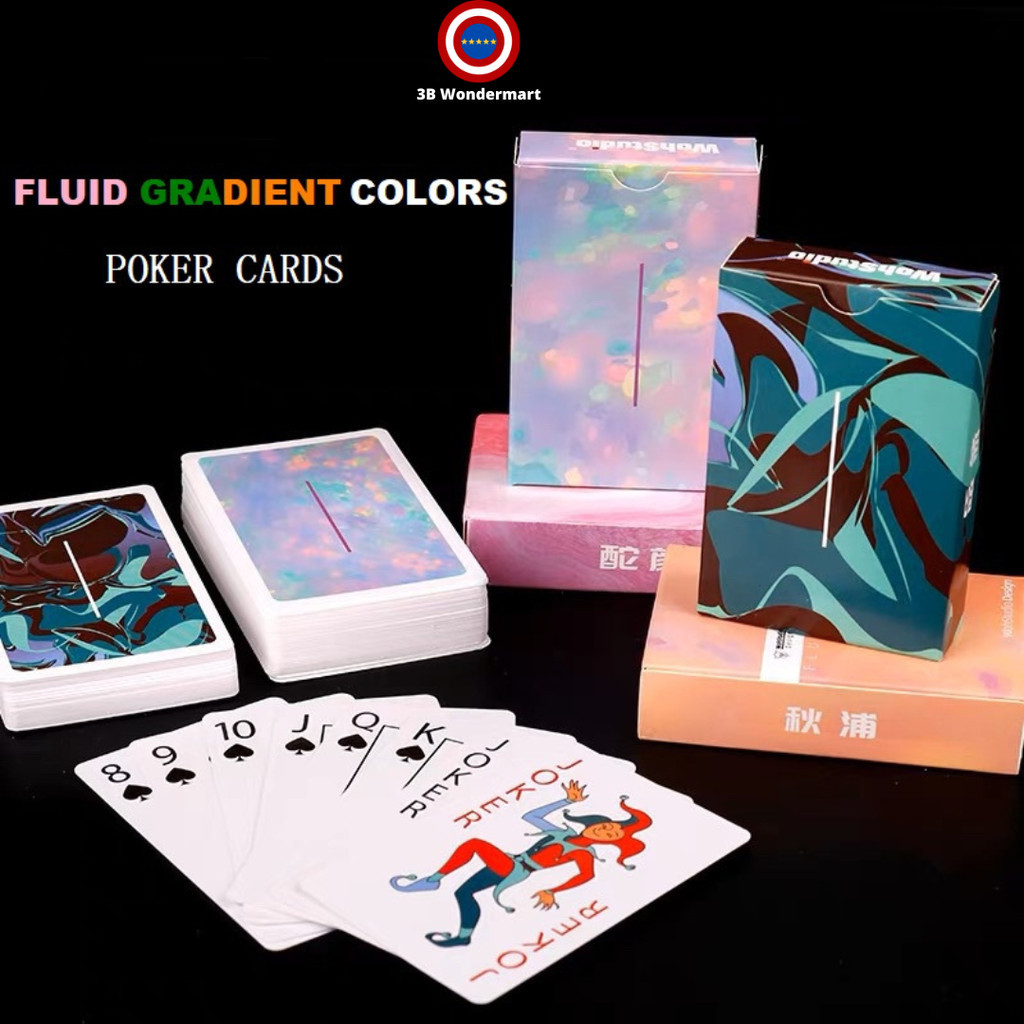 54PCS Creative Fluid Color Series Poker Cards Gradient Flower Cut Magic  Playing Cards | Shopee Singapore