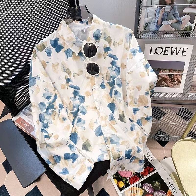 Floral Retro Shirt Women Flower Design Long Sleeve Shirt Top