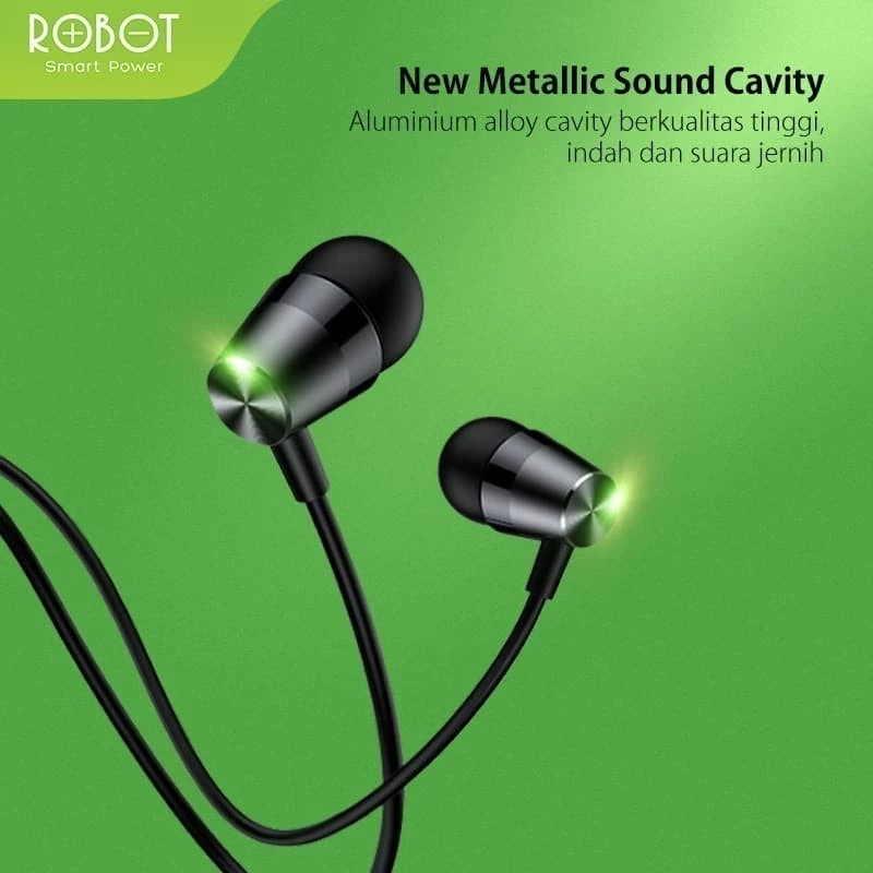 ROBOT RE101S Earphone Subwoofer Bass Metal / Handsfree - Gambar 3