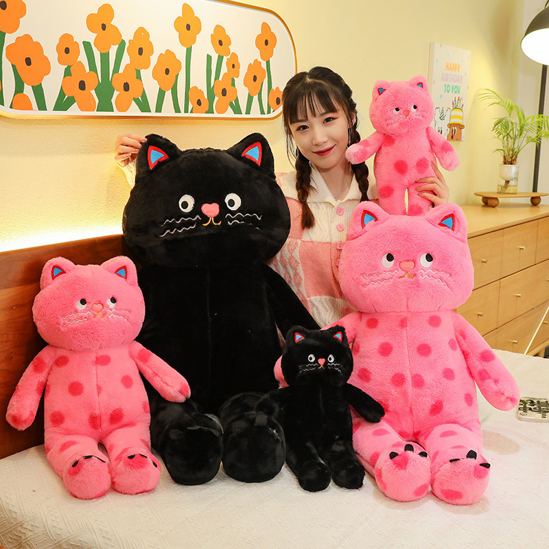 TRI Lovely soft pink and black Polka Dot Cat teddy bear High quality ...