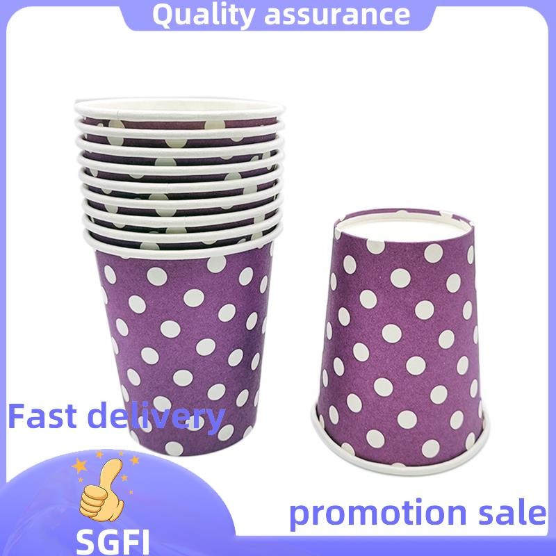Pack of 10 250 Ml Paper Cups - Polka Dot Design - Summer BBQ Party ...