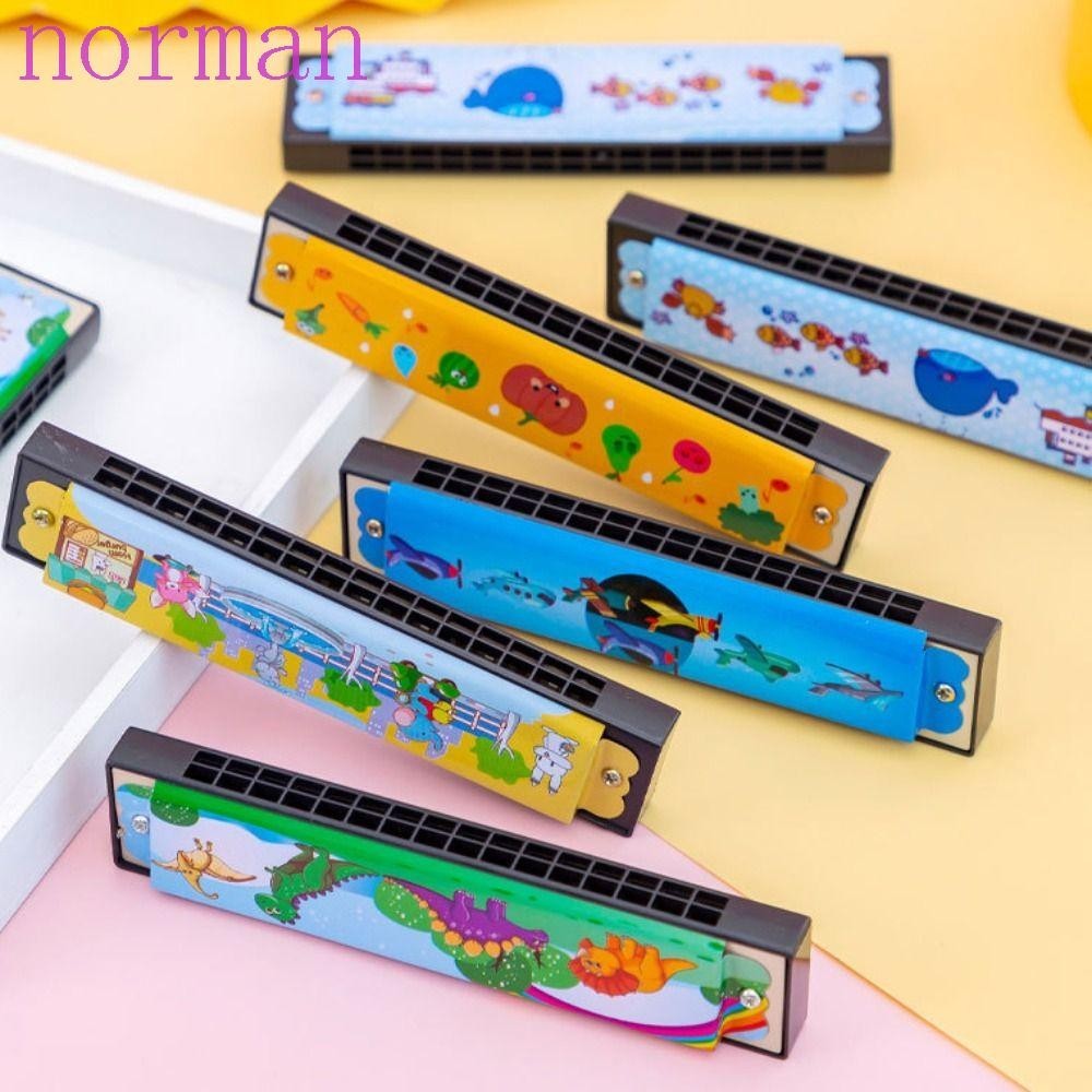 NORMAN 16 Holes Harmonica, Metal Educational Painted Harmonica, Wind ...