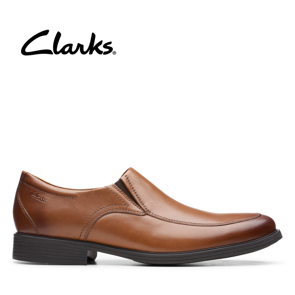 Clarks Mens Whiddon Step Shoes Dark Tan Leather Shopee Singapore