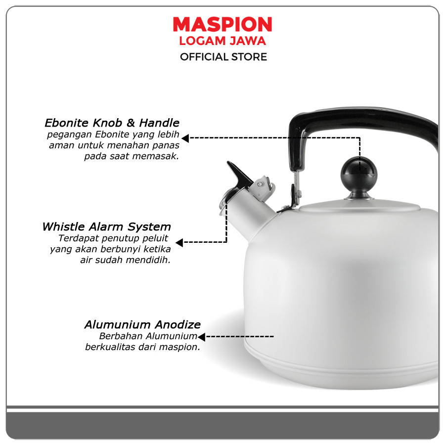 Maspion Silano Teko Bunyi Nasional Whistling Kettle Alumunium - Gambar 3