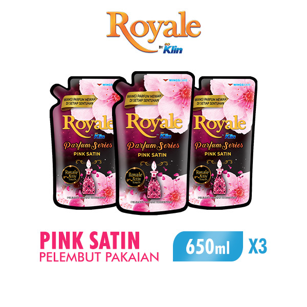 Royale Parfum Series Pelembut dan Pewangi Pakaian Pink Satin 600 ml x3