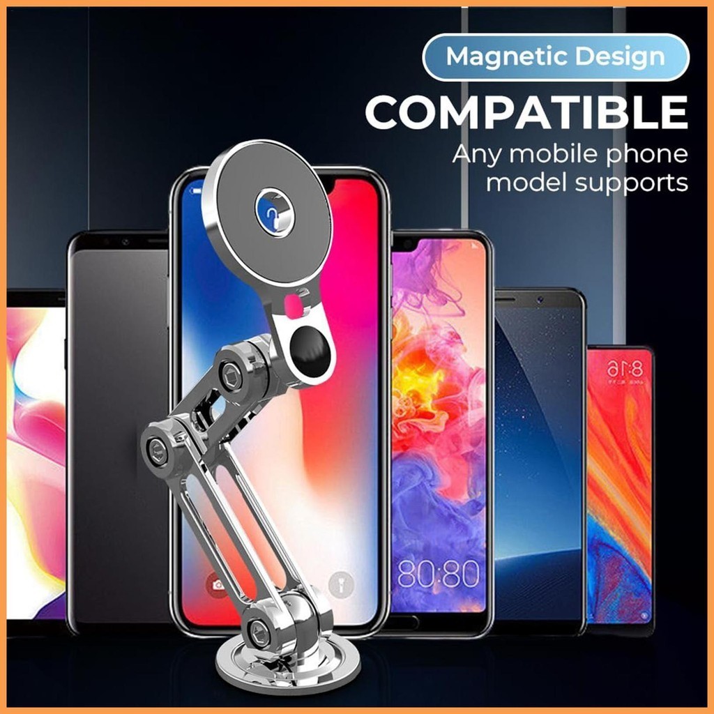 Magnetic Car Phone Mount Telescopic Adjustable Long Arm Car Phone Mount ...