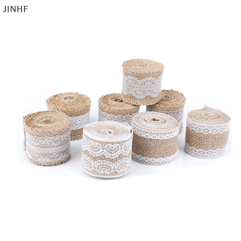 【SEBG】 2Meter/Roll Jute Burlap Hessian Lace Ribbon White Lace Trim Edge ...