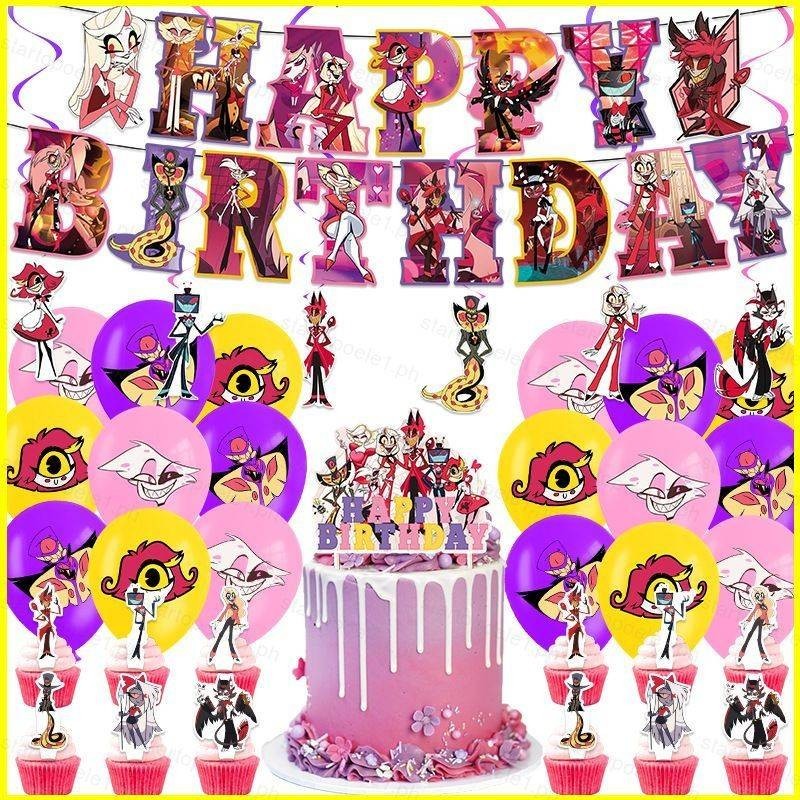 YYDS Hazbin Hotel theme celebrate happy Birthday party decoration ...