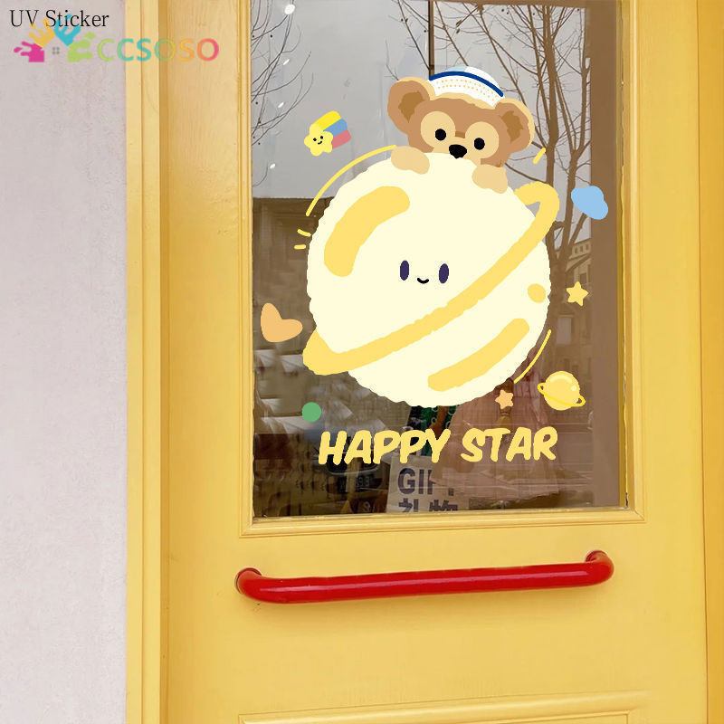 Cartoon Cute Glass Sticker Cake Bread Milk Tea Dessert Shop Glass Door ...