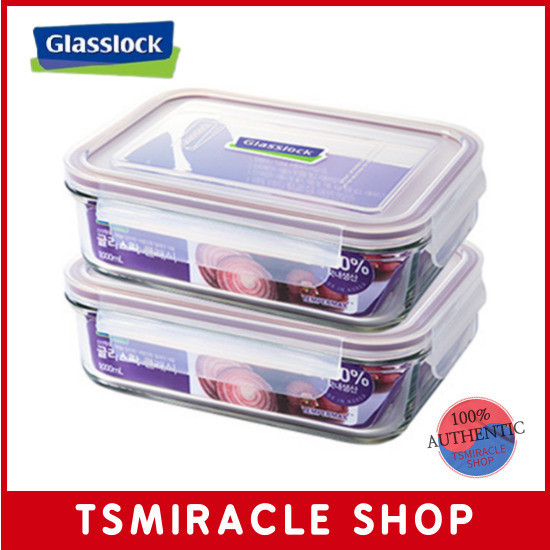 Glasslock Purple Edition Rectangular Glass airtight Container 1000ml 2P ...
