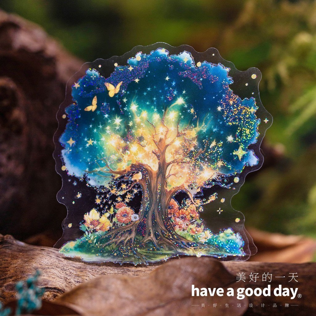 10 Sheets/pack Starlight Forest Stickers Waterproof Transparent ...