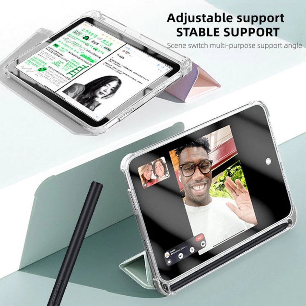 Smart Clear Case With Pen Holder for Tab Xiaomi Redmi Pad 2 11" / Pad SE 11" Mi Pad 6/ 5 /Pad 10.61"/ 6S Pro /Pad SE 8.7/Mi Pad Pro 12.1" / Poco Pad Pro 12.1" Multi Color Multi Angle Stand Tablet Anti Crack ShockProof - Gambar 4
