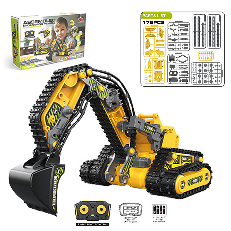 4 In 1 Engineering Excavator Vehicle Toy with Remote Control Assembly ...