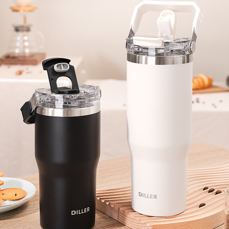 【LUCKY】DILLER Large Capacity Thermos Cup 304 Stainless Steel Thermal ...