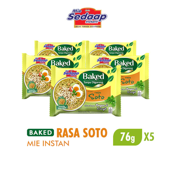 Sedaap Baked Mie Instan Soto Bag 76 gr x5