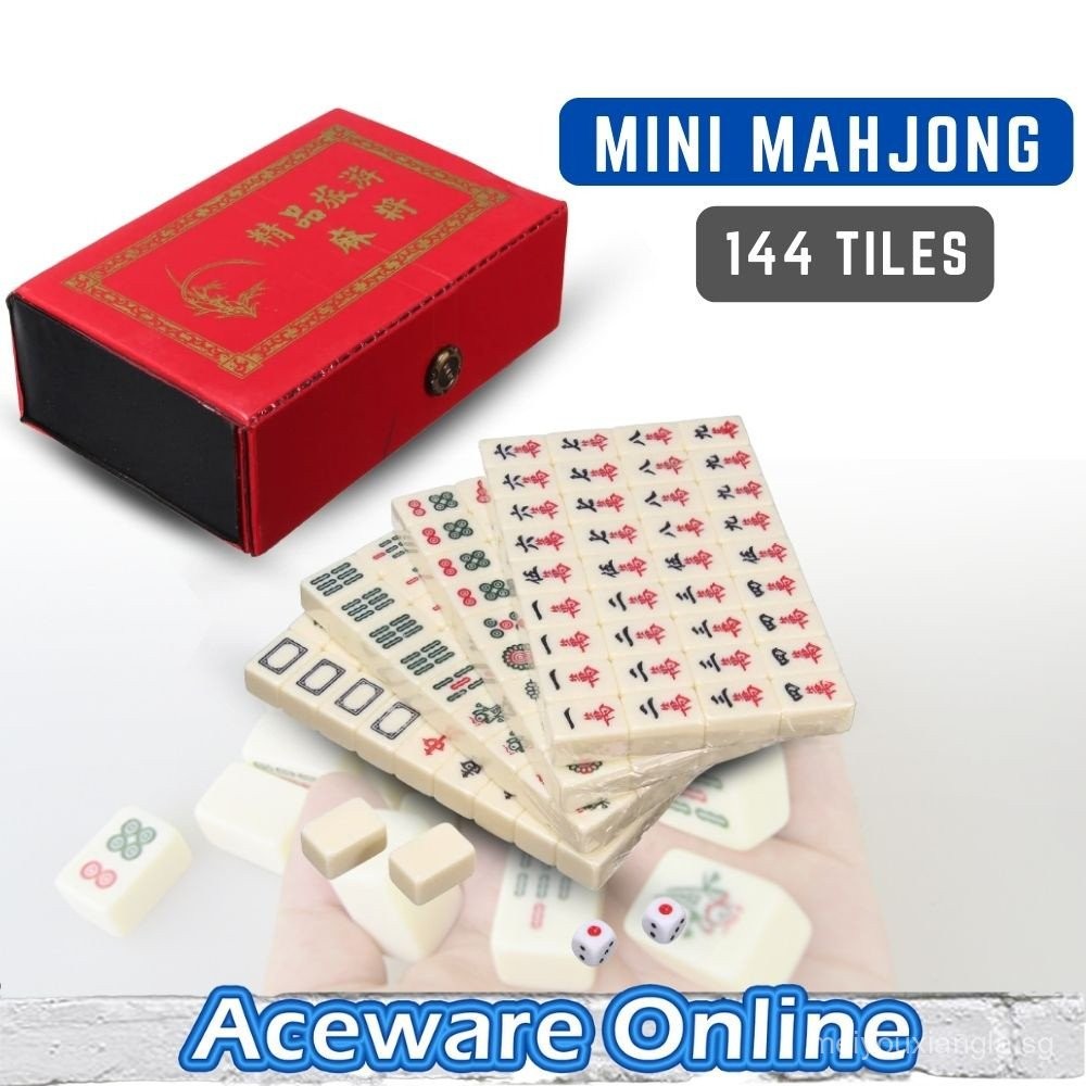 Set Mahjong Voyage Sime - 144 Tuiles Mahjong Traveler Size Avec Boîte De Rangement, Dés Et Cartes