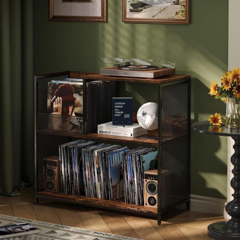 Hot Vinyl Record Player Turntable Bracket LP Storage Cabinet Wooden ...