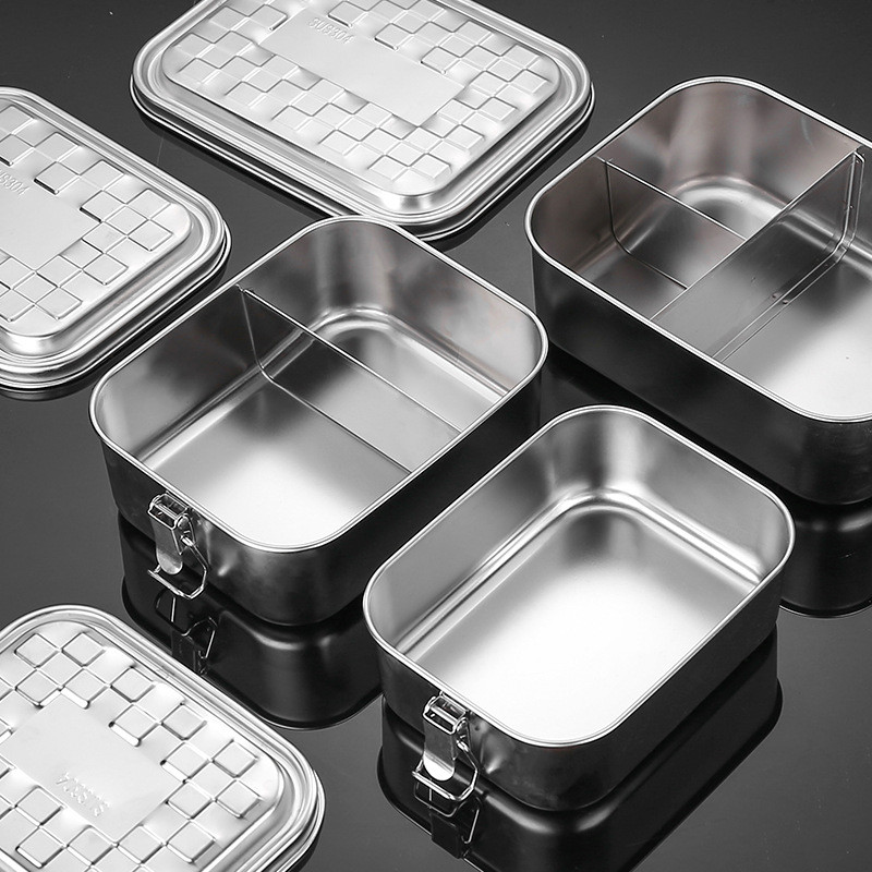 304Stainless Steel Lunch Box Rectangular Divided Fresh-Keeping Box ...
