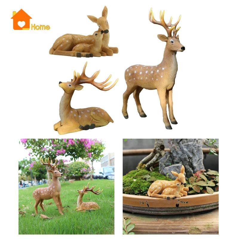 [Nanaaaa] Resin Sika Deer Statue Ornament Adorable Deer Sculpture ...