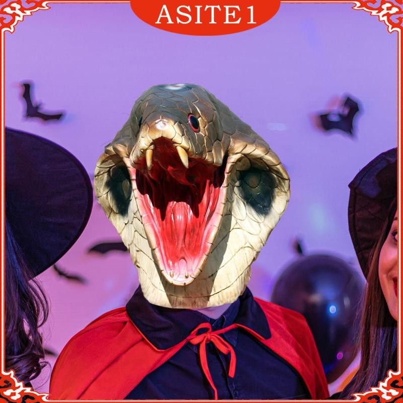 [ Scary Snake Cosplay Prop, Full Head Cover Snake Head Latex Snake for ...