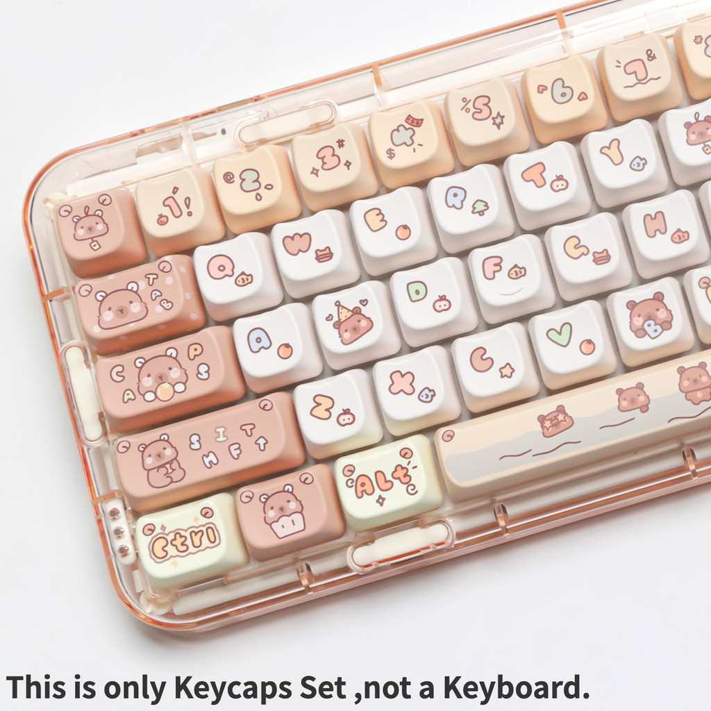 PBT Materia Cartoon Animal Kitten Cute Keycaps MAO Height Dye ...