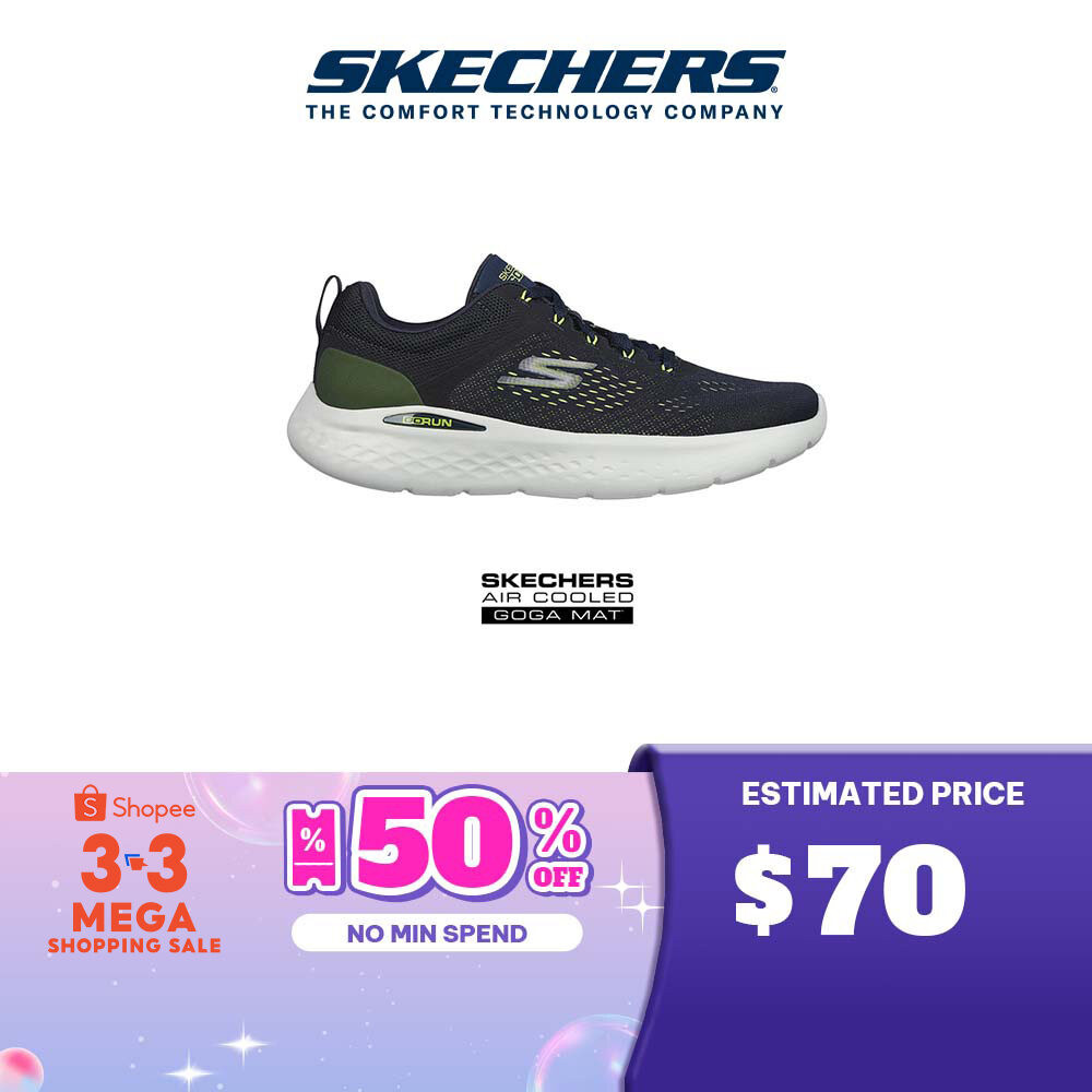 NEW Mens SKECHERS PERFORMANCE GO RUN LITE-220894 Black White Red MESH Shoes