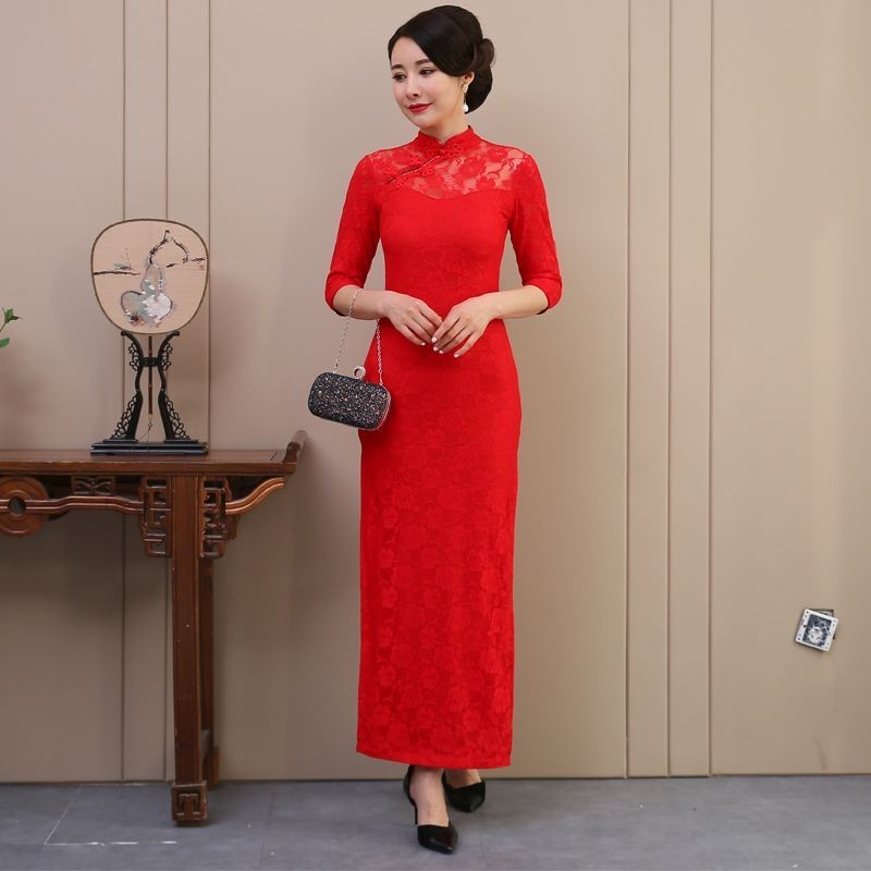 Outer Marriage Female Going Home Cheongsam Lace Night Shanghai Catwalk ...