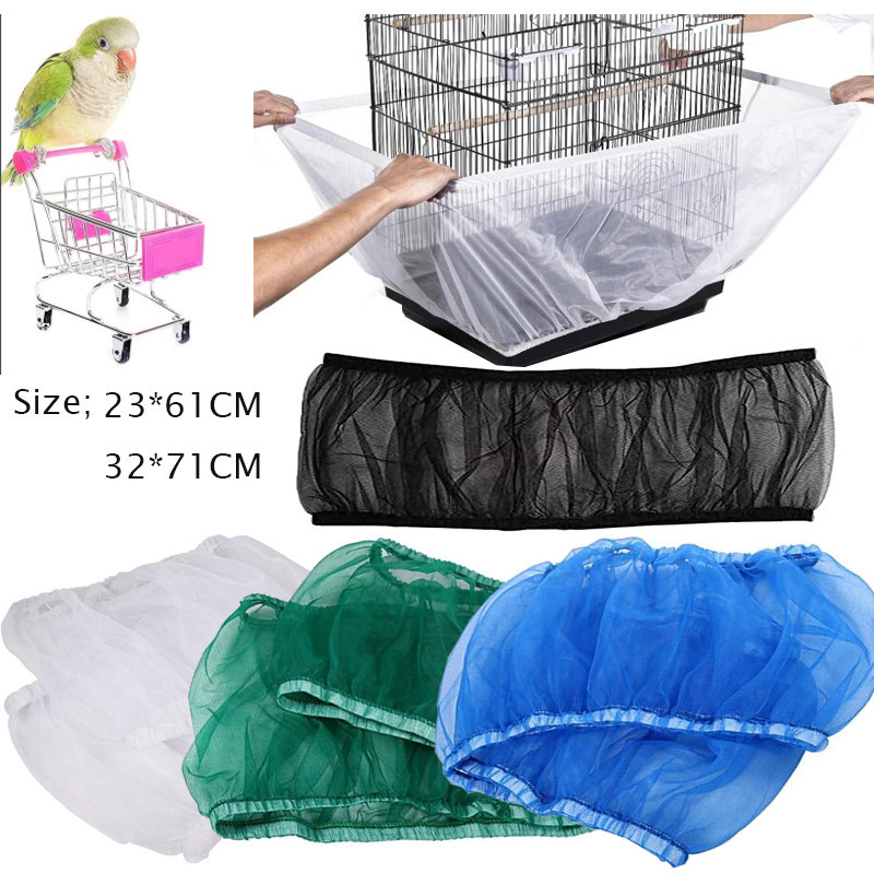 Universal Mesh Bird Cage Cover Shell Skirt Net Easy Cleaning Seed ...