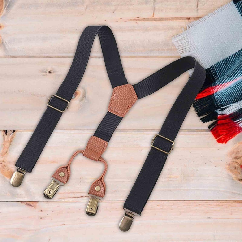 [Finevips1] Kids Suspender Tuxedo Suspenders Clips Elastic Straps Y