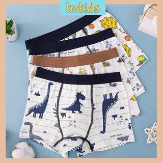 4pcs Boys Boy Cute Breathable Cotton Boxer Boys Panties Dinosaur Print  Design Soft Boxer briefs For