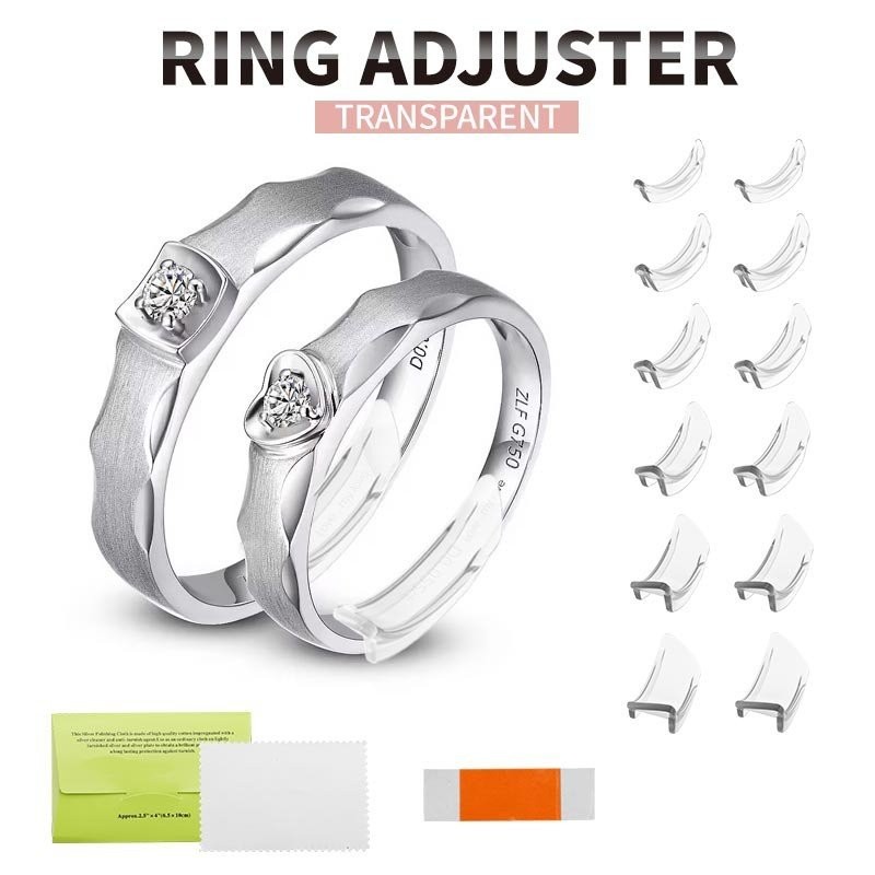Ring Size Adjuster Invisible Ring Guard Resizer Set 12pcs Clear Plastic ...