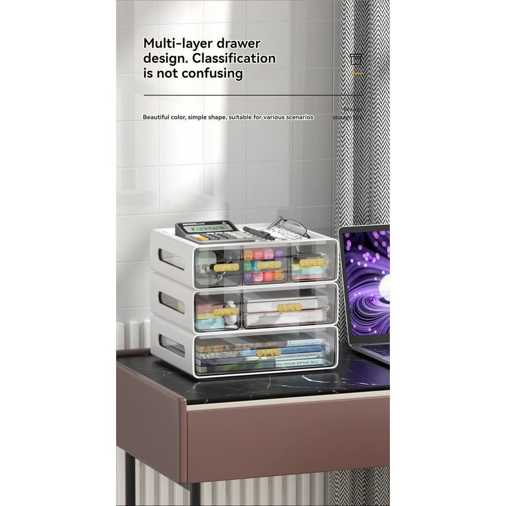 Desktop Storage Box Tidy Box Multi-layer Stackable Drawer-style ...
