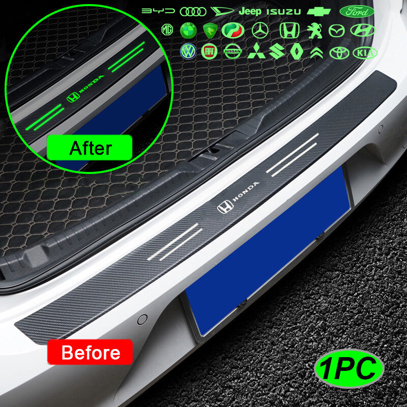 1 Piece Luminous Carbon Fiber Pattern Car Rear Trunk Threshold Sticker ...