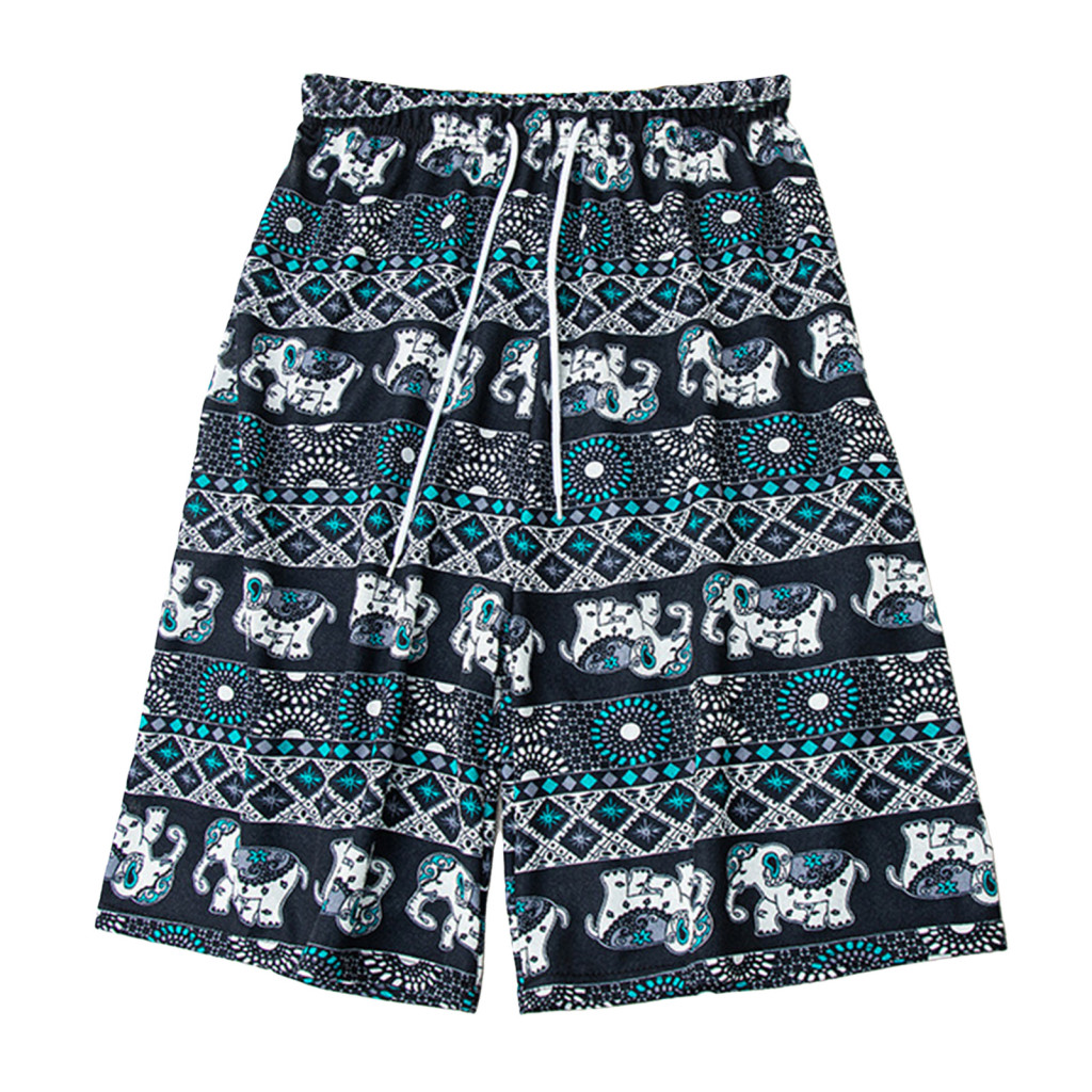 YYR_ Thai Style Pajama Shorts Thai Elephant Pattern Shorts
