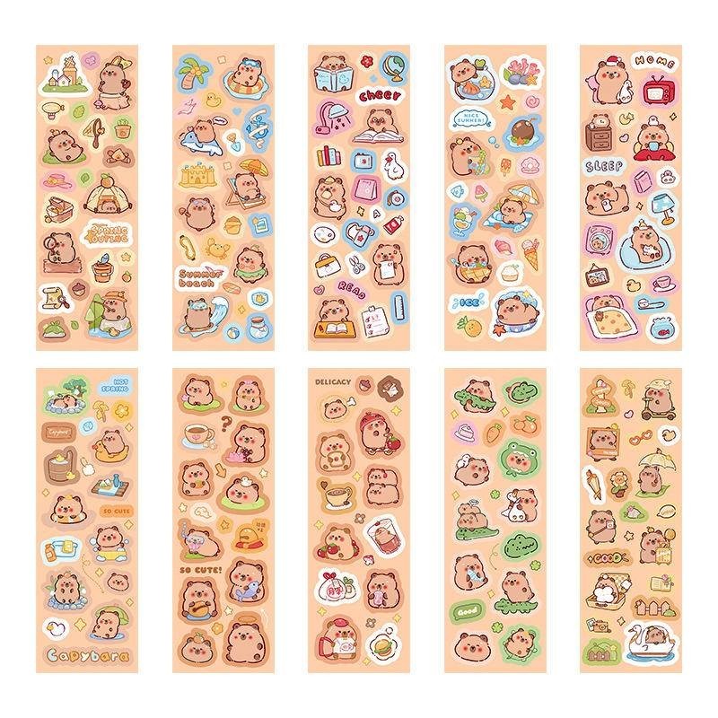 10Pcs/Pack Capybara Cartoon Laser Stickers Luggage Skateboard Cute DIY ...