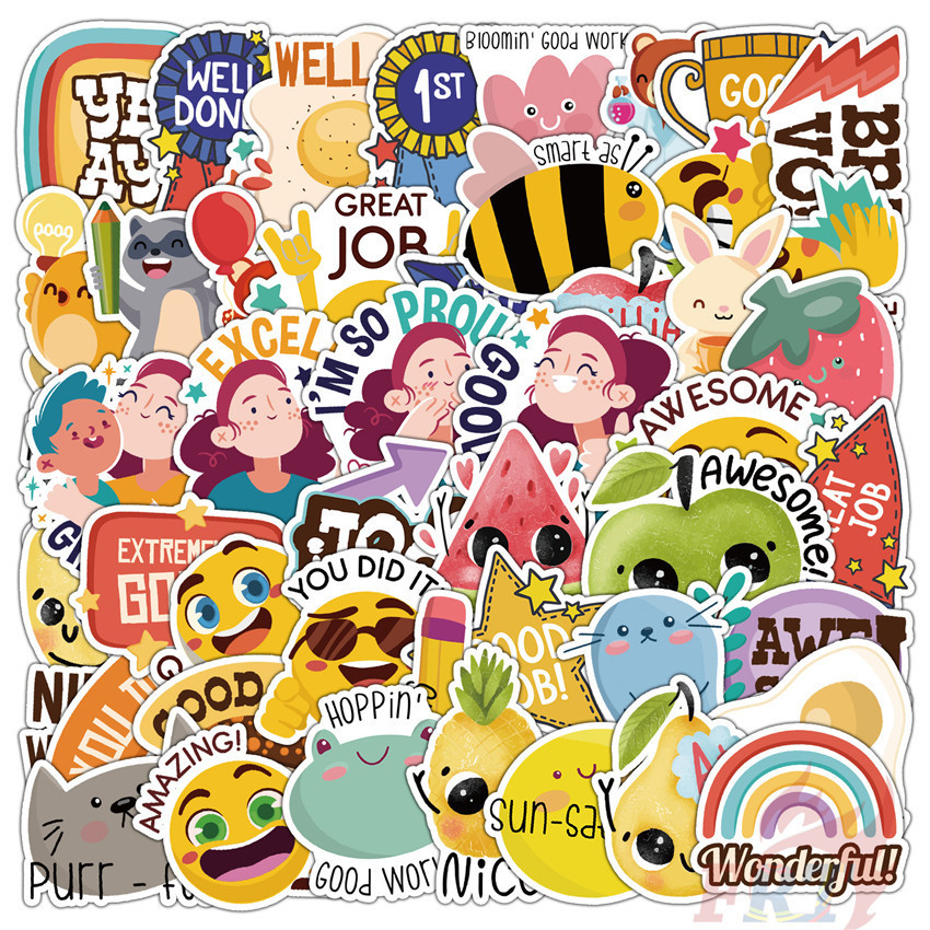 Funny English Kids Reward Series 05 Emoji Slang Stickers 50Pcs/Set DIY ...