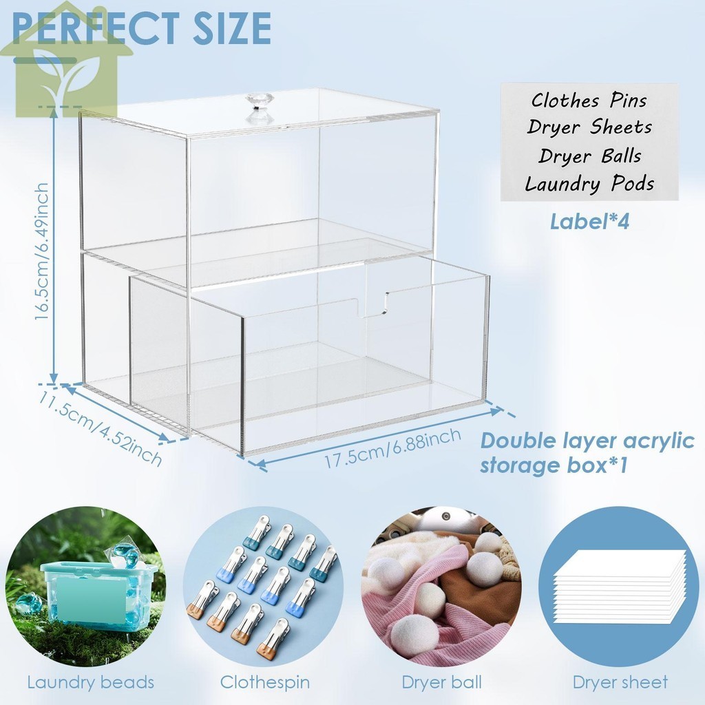 Dryer Sheet Holder with Drawer and Lid Acrylic Dryer Sheet Container 2 ...