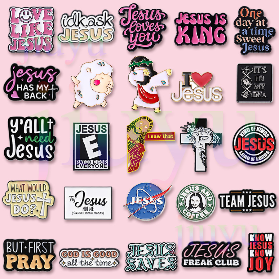 40 Styles Jesus Badges Messiah Lapel Pins Cartoon Character Brooches ...