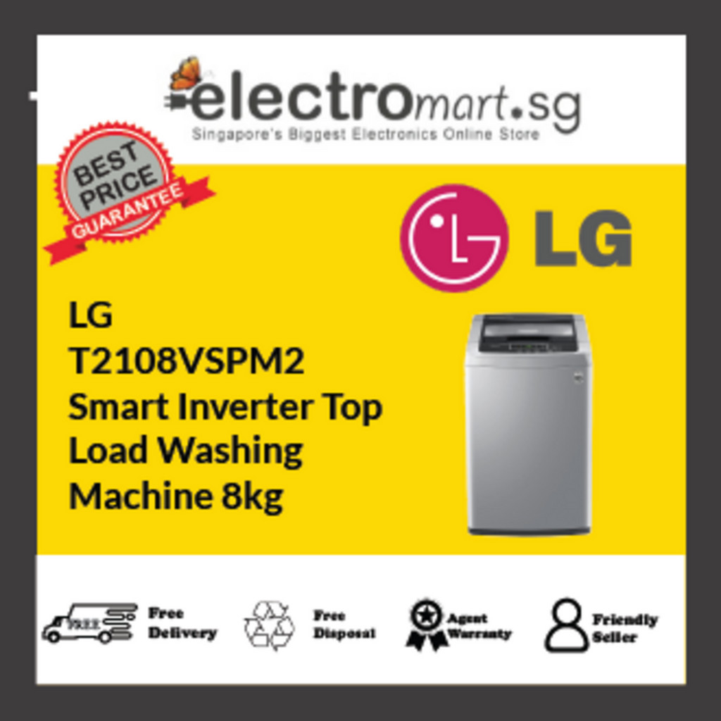 LG T2108VSPM2 Smart Inverter Top Load Washing Machine 8kg Shopee
