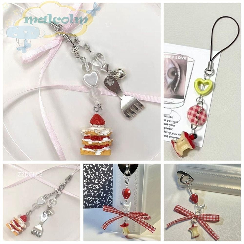 MALCOLM Y2K Phone Charms, Pendant Cake Fish Beaded Phone Lanyard ...