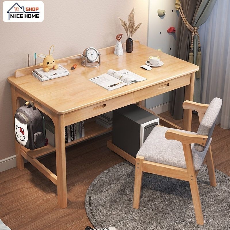 NC Computer Table Simple Full Solid Wood Study Table Bedroom Desk with ...