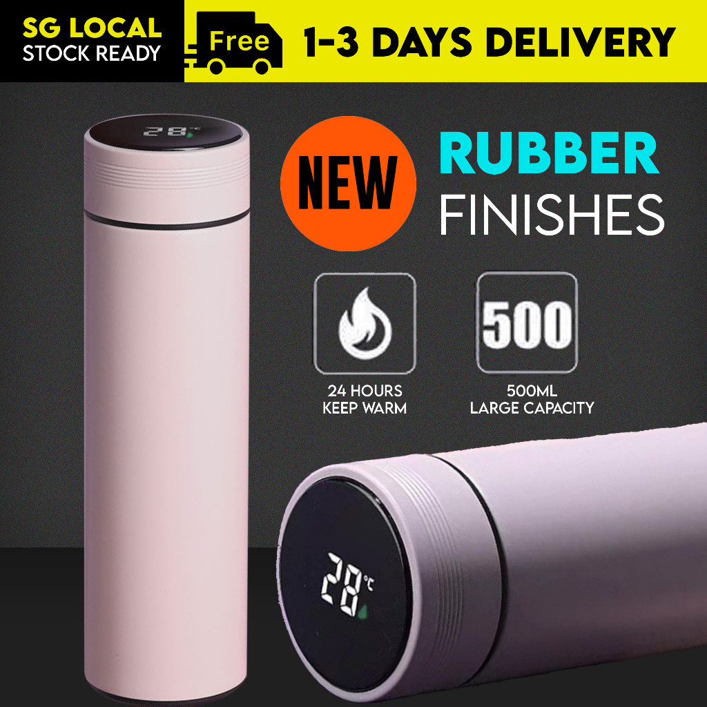[SG STOCK] Thermos Rubber Smart Bottle LED Vacuum 304 Stainless Steel Premium Quality Thermal