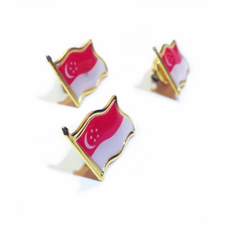 (Ready Stock)Singapore Flag Pin National Day Decoration jersey Brooch ...