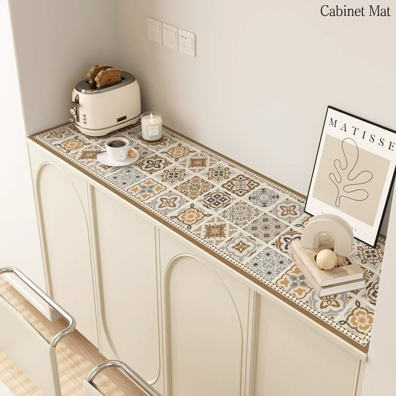 Retro Tiled TV Cabinet Table Mat Waterproof and Oil-proof Table Cloth ...