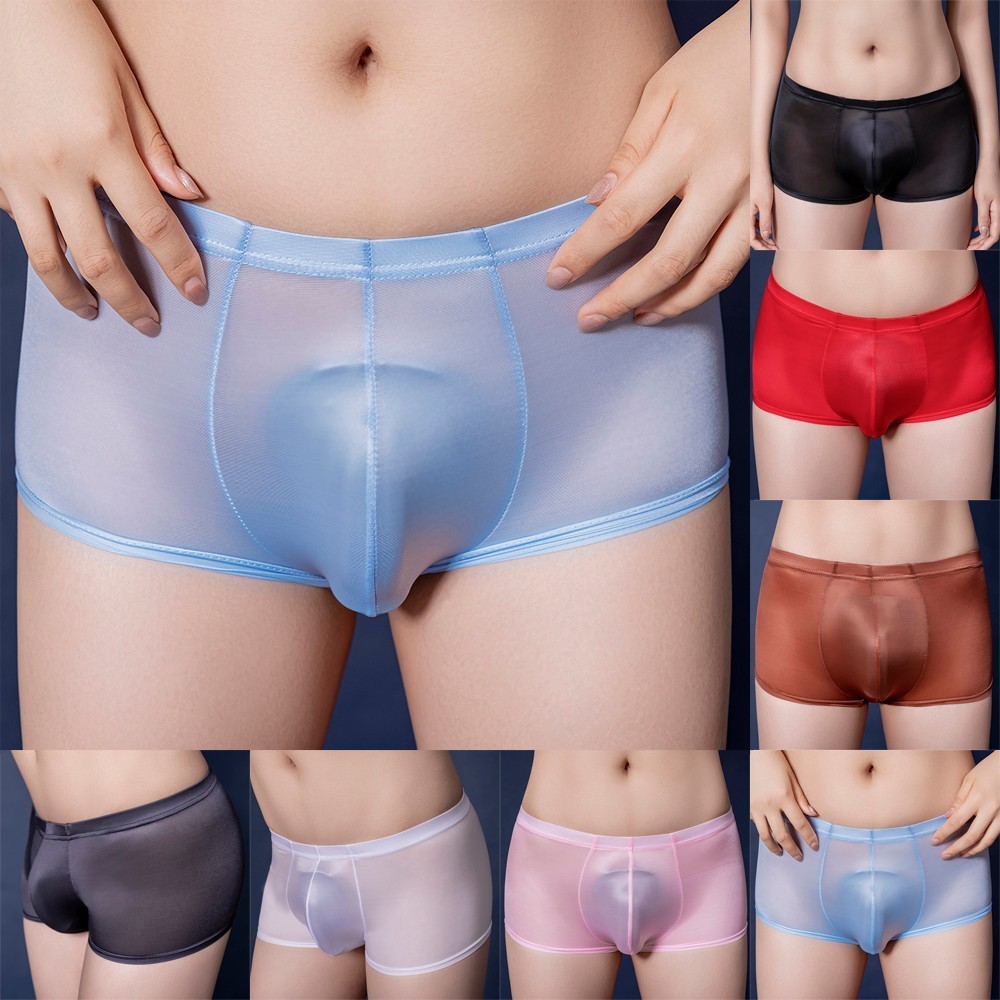 DEAL) Sexy Women See Through Underwear Stretch Oil Shiny Glossy Panties  Boxer Shorts | Shopee Singapore