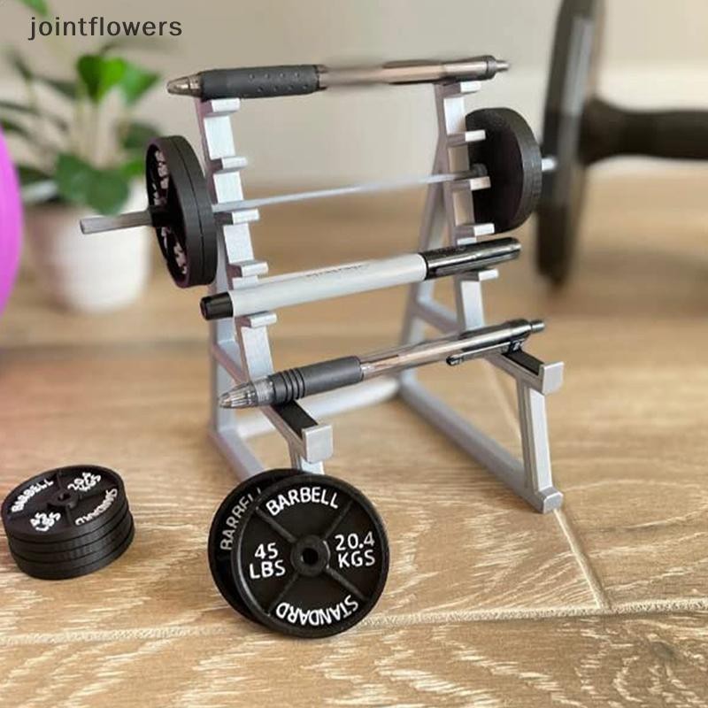 JSS 1Set Creative Barbell Rack Pen Holder Mini Squat Rack Ornament With ...