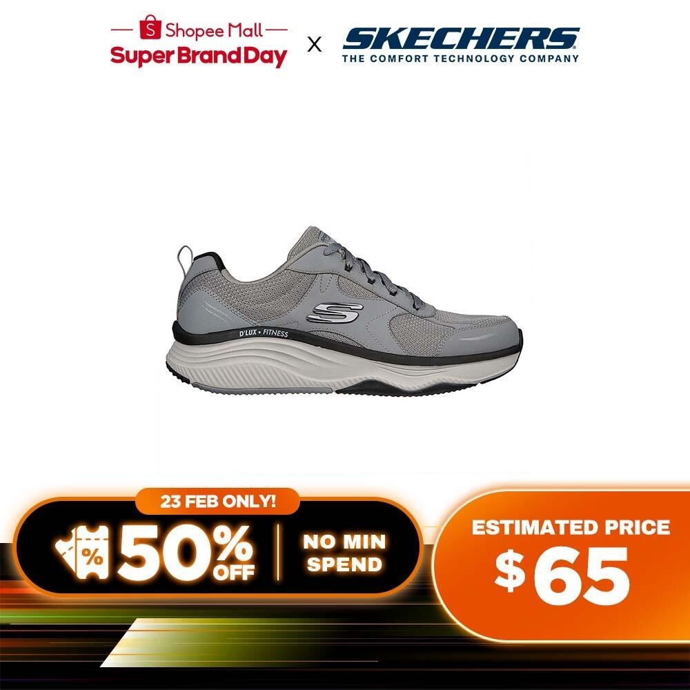 Skechers Online Exclusive Men Sport D Lux Fitness Perfect Timing walking Shoes 232359 GRY Air Cooled Memory Foam